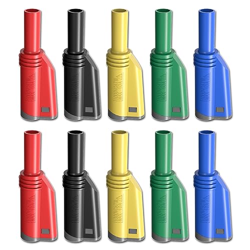 Goupchn 4mm Stackable Shrouded Banana Plugs Safety Fully Insulated Solderless Screw Fixation DIY Connectors 5 Colors - Image 1