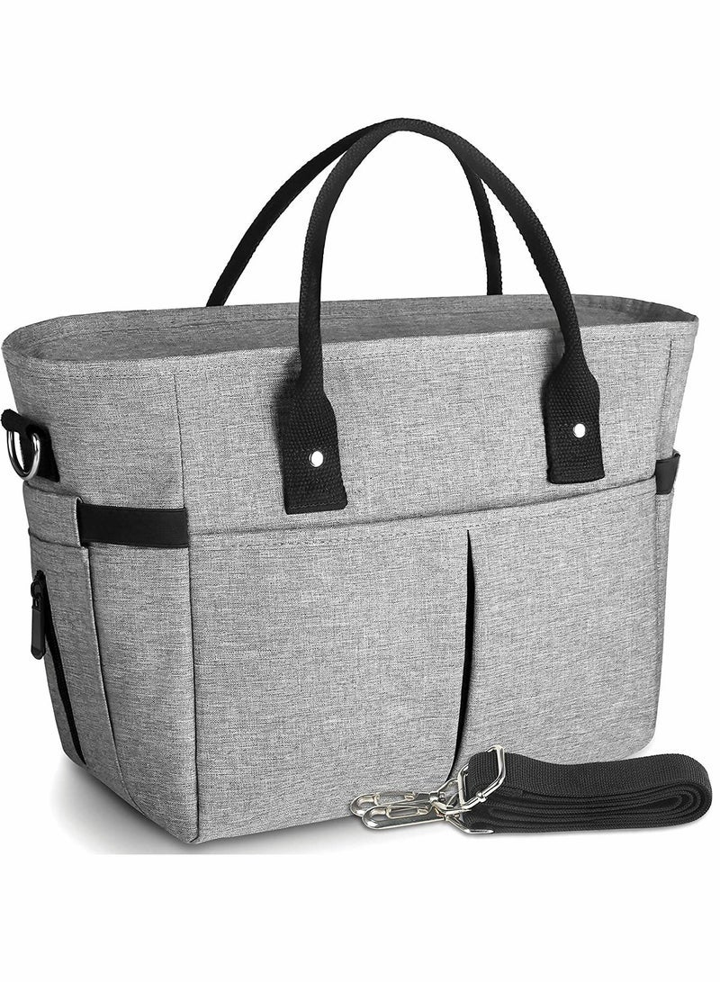 SYOSI Lunch Bag Box Tote, Large Tote Adult Lunch Box, Insulated Lunch Bags with Side Pockets and Water Bottle Holder, Adjustable Shoulder Strap, for Office Work School Picnic Beach - Image 1
