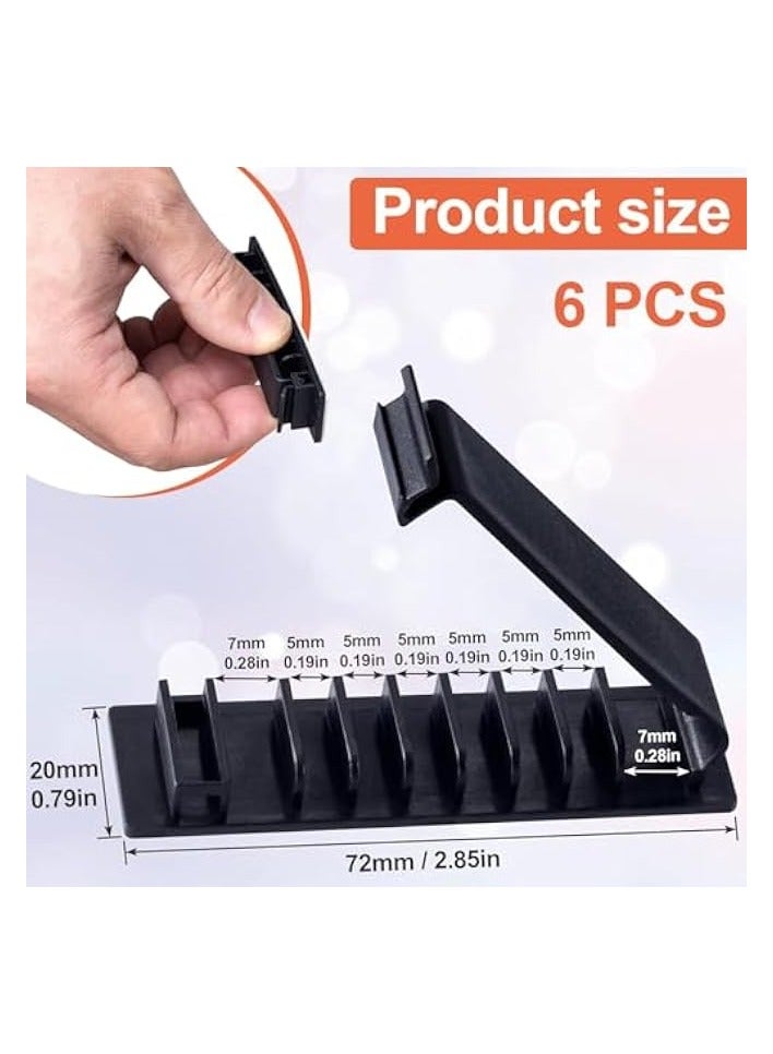 erorex 6 Pcs Cable Organizer Clips, Self-Adhesive Cord Management Holders, Charger Wire Organizing Tools for Home, Office, Desk & Wall, Black - Image 3