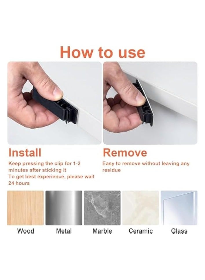 erorex 6 Pcs Cable Organizer Clips, Self-Adhesive Cord Management Holders, Charger Wire Organizing Tools for Home, Office, Desk & Wall, Black - Image 2