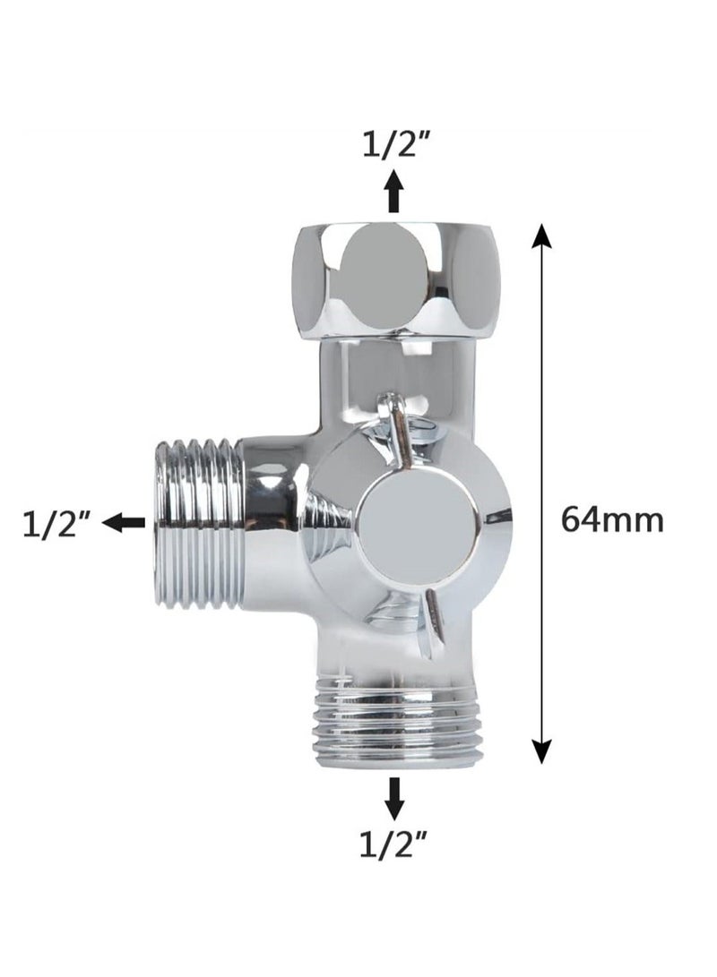 3-Way Shower Diverter Valve G1/2 T-Adapter Valve Replacement Parts for Spray T-Diverter Toilet Bidet Power Kitchen Sink - Image 2