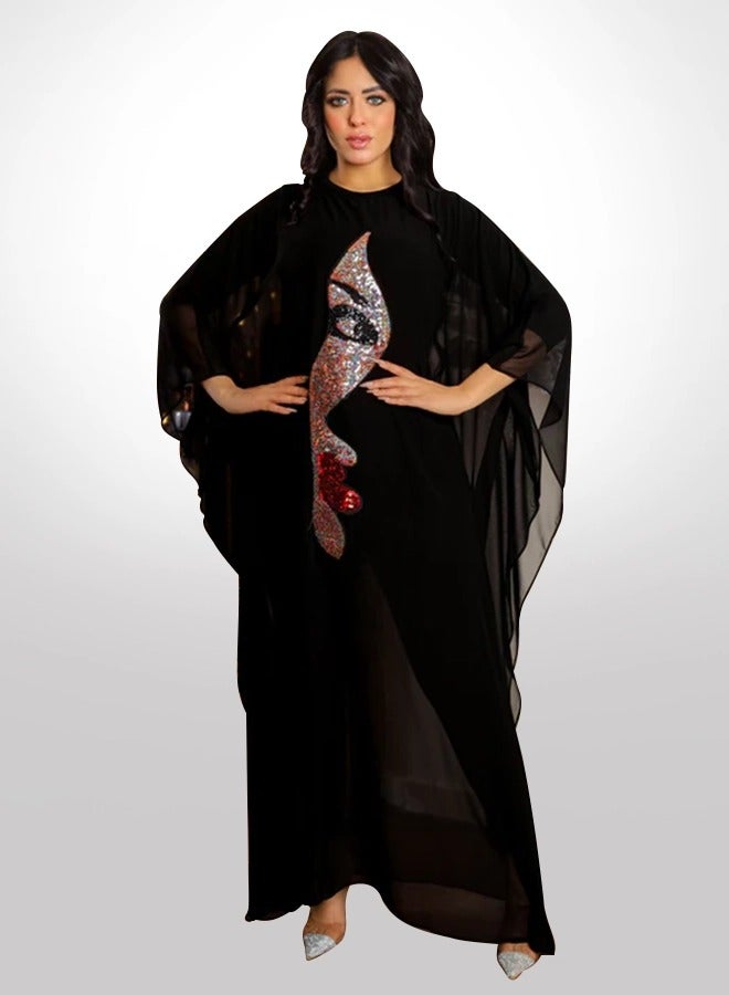 زمرد چلابية دبي شيفون - تطريز - Image 1