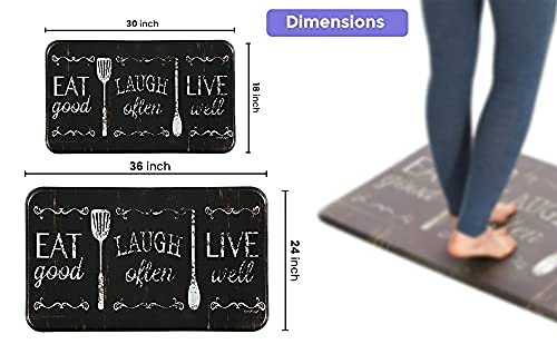 J&V TEXTILES Anti Fatigue Cushioned Comfort Mat, Ergonomically Durable, Supportive, Padded, Thick and Washable, Stain-Resistant, Kitchen, Garage, Office Standing Desk Mats (Eat Laugh Live)* - Image 4