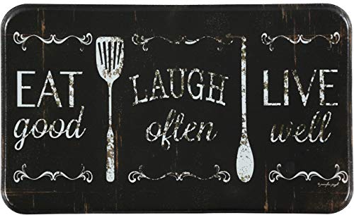 J&V TEXTILES Anti Fatigue Cushioned Comfort Mat, Ergonomically Durable, Supportive, Padded, Thick and Washable, Stain-Resistant, Kitchen, Garage, Office Standing Desk Mats (Eat Laugh Live)* - Image 1