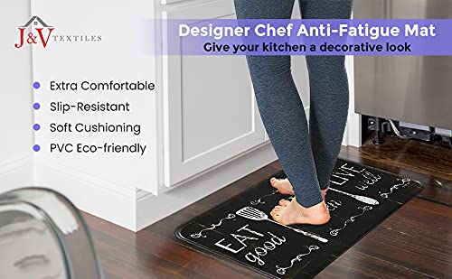 J&V TEXTILES Anti Fatigue Cushioned Comfort Mat, Ergonomically Durable, Supportive, Padded, Thick and Washable, Stain-Resistant, Kitchen, Garage, Office Standing Desk Mats (Eat Laugh Live)* - Image 5