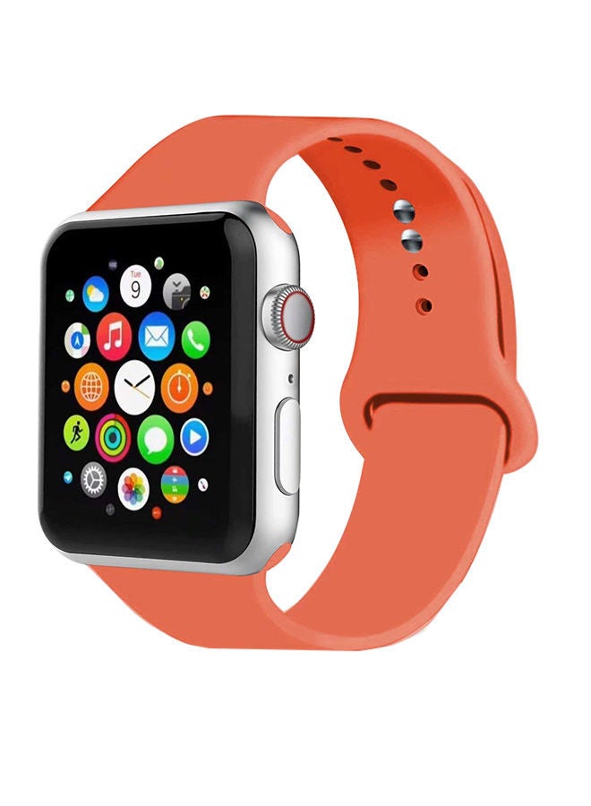 NIBEMINENT Replacement Silicone Strap For Apple Watch Series Orange - Image 1
