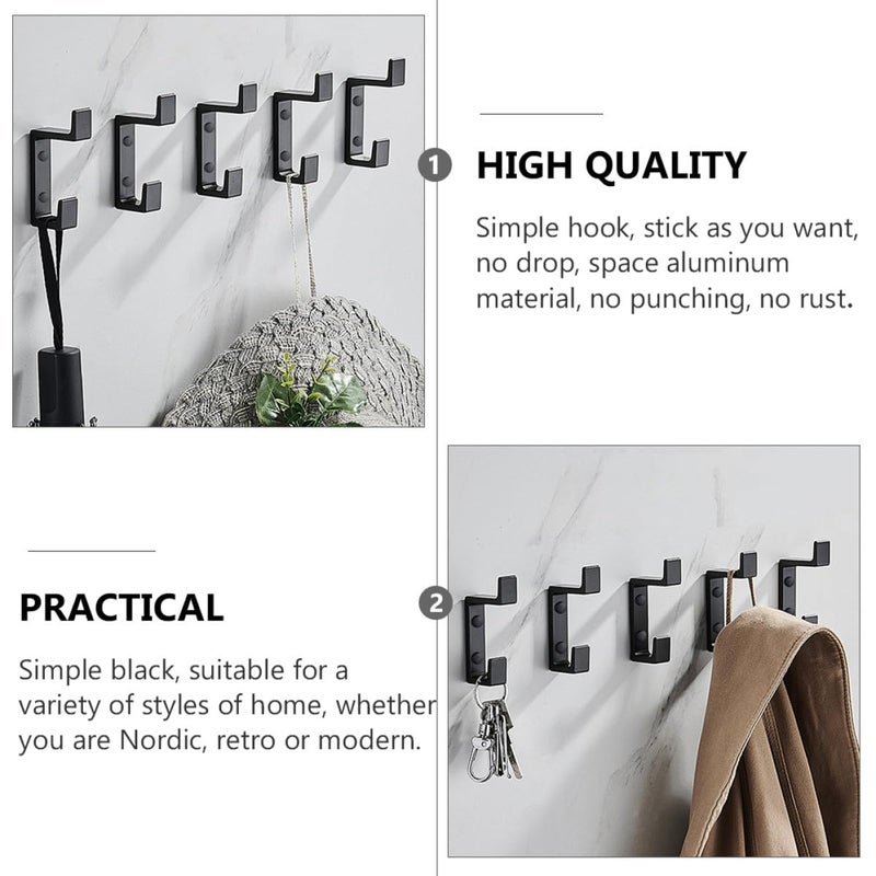 Wall Mounted Double Prong Coat Hat Hooks Heavy Duty Black Door Rack for Entryway Bedroom Organization - Image 4
