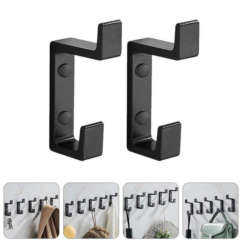 Wall Mounted Double Prong Coat Hat Hooks Heavy Duty Black Door Rack for Entryway Bedroom Organization - Image 3