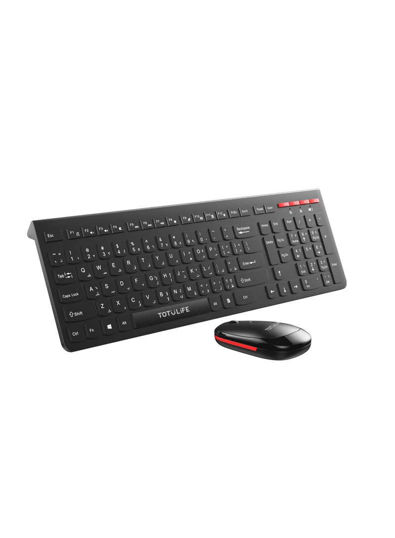 Totulife Wireless Keyboard + Mouse Set 2.4GHz - Red/Black - Image 1