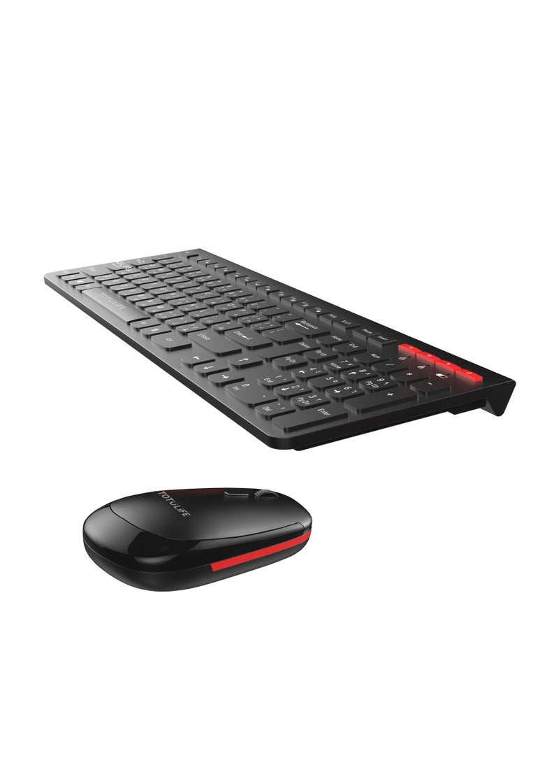 Totulife Wireless Keyboard + Mouse Set 2.4GHz - Red/Black - Image 4