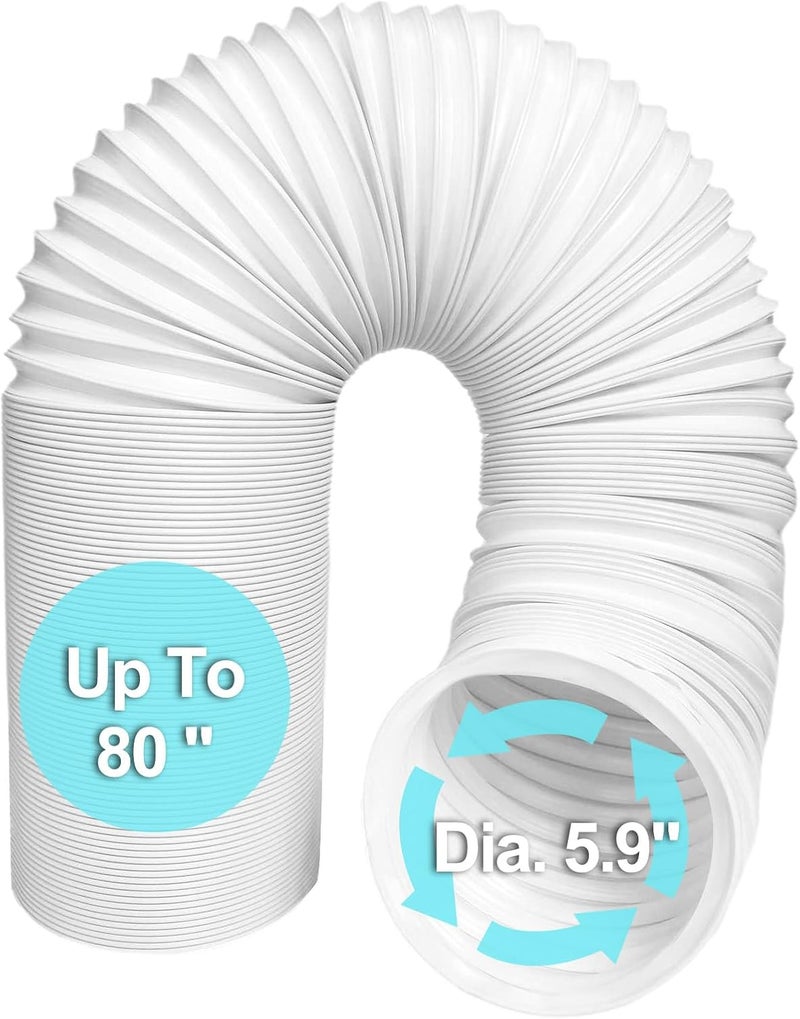 Qualward Portable Air Conditioner Hose 5.9 Inch Diameter - Exhaust Vent with Anti-Clockwise Thread, Up to 80 Inches - Image 1