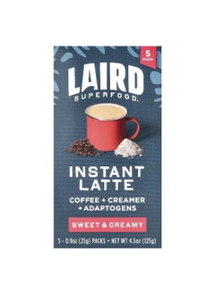 Laird Superfood Laird Superfood, Instant Latte, Sweet & Creamy, 5 Packs, 0.9 oz (25 g) Each  - Image 1