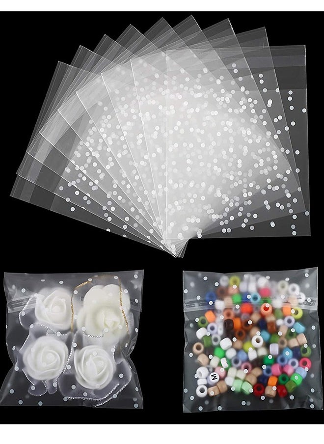 HomarKet 100PACK Self Adhesive Cookie Bags Cellophane Treat Bags Party Favor Packaging Candy Bags for Gift Giving with Stickers(White Polka Dot,14x14 cm)  - Image 4