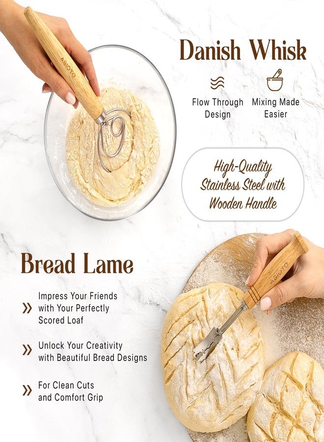 ABIOTO Sourdough Starter Kit with 10" Round & 11" Oval Banneton Proofing Basket and 34oz Starter Jar - Beginner-Friendly Sourdough Bread Baking Supplies and Baking Gifts for Women, Men, and Bread Bakers - Image 5