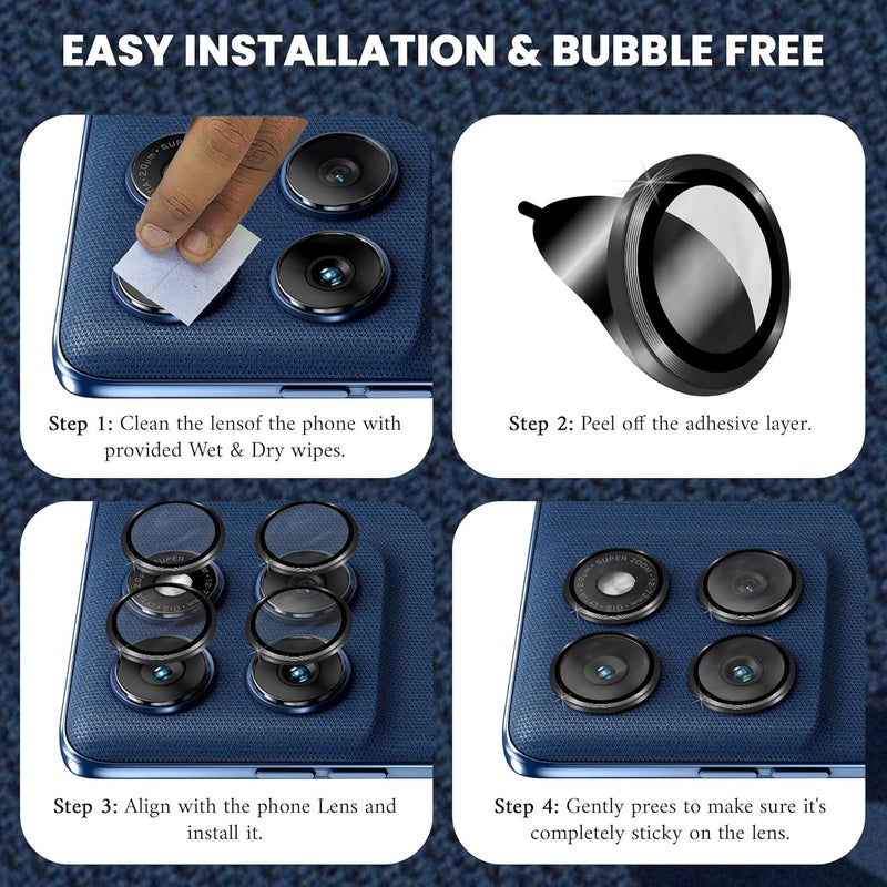 FIRST MART Camera Lens Protectors for Motorola Edge 60 (6.67 Inches) Tough HD Individual Aluminum Alloy Lens Ring Cover, Scratch Resistant, Thin Lens Protection| Black, 1 Pack - Image 2