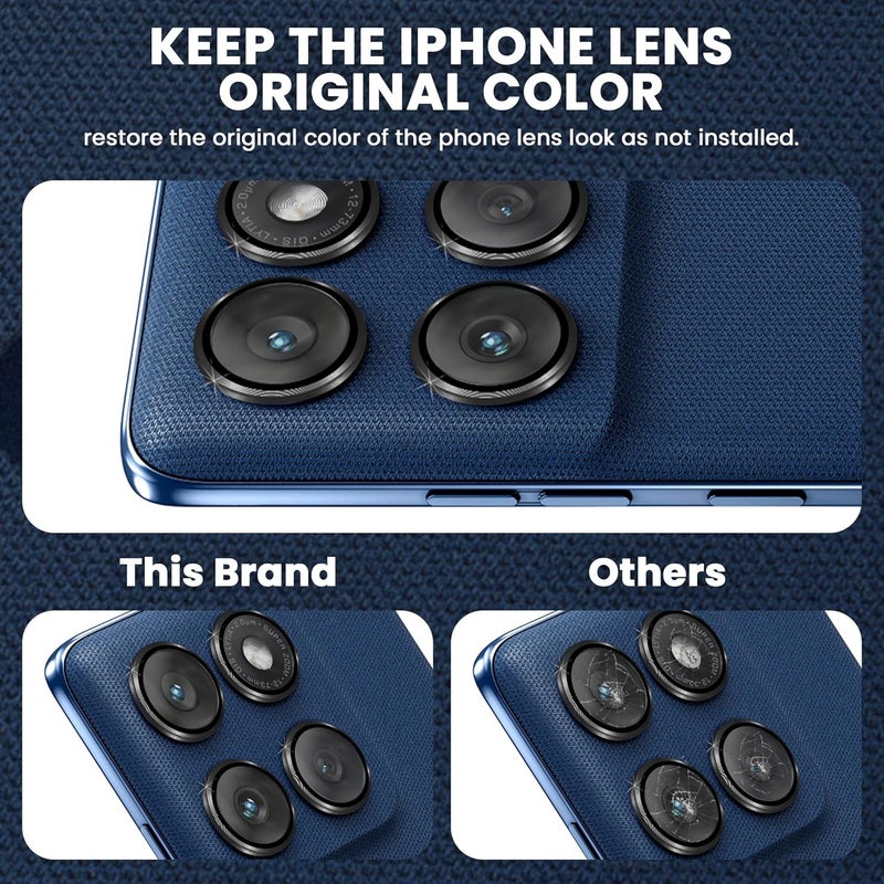 FIRST MART Camera Lens Protectors for Motorola Edge 60 (6.67 Inches) Tough HD Individual Aluminum Alloy Lens Ring Cover, Scratch Resistant, Thin Lens Protection| Black, 1 Pack - Image 3