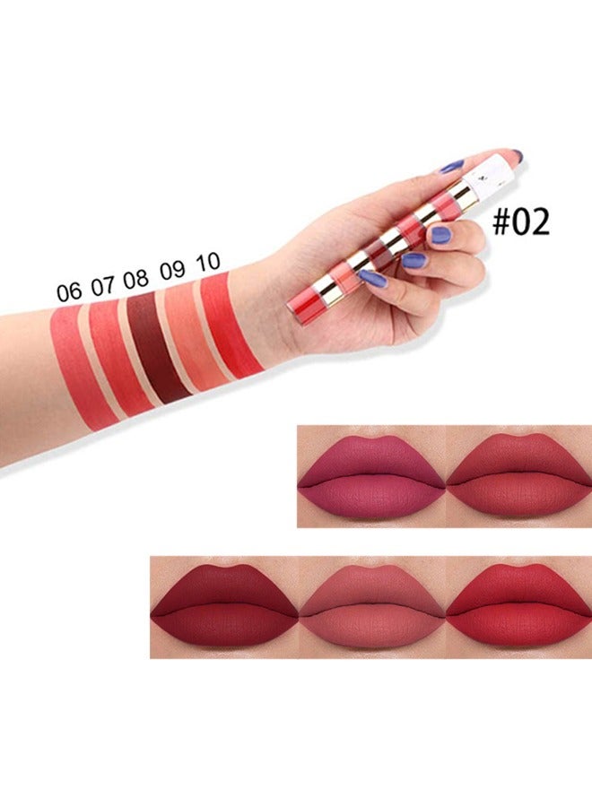 سمادو 5 ألوان أحمر شفاه سائل ، طقم أحمر شفاه صغير للنساء ، مقاوم للماء طويل الأمد أحمر غامق غير لامع ، أحمر شفاه سحري دائم صغير 24 ساعة # 02 - Image 2