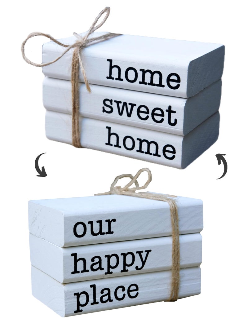LIVDUCOT Farmhouse Mini White Decorative Books for Tiered Tray Decor - Wooden Book Stack Faux Books for Coffee Table Living Room Decoration - Small Shelf Decor Accent - Image 1