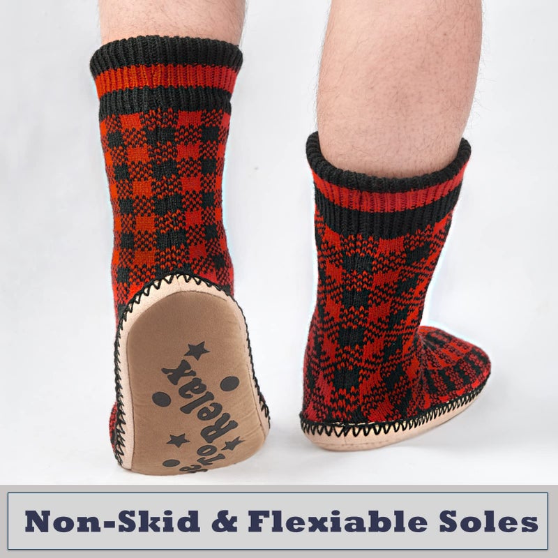 Cozylook Mens Slipper Socks Fleece Lined Non-slip Soles, Winter Soft Thick Cozy Home Boots, Warm Fuzzy House Shoes Indoor, Adult Size 12-13 - Image 5