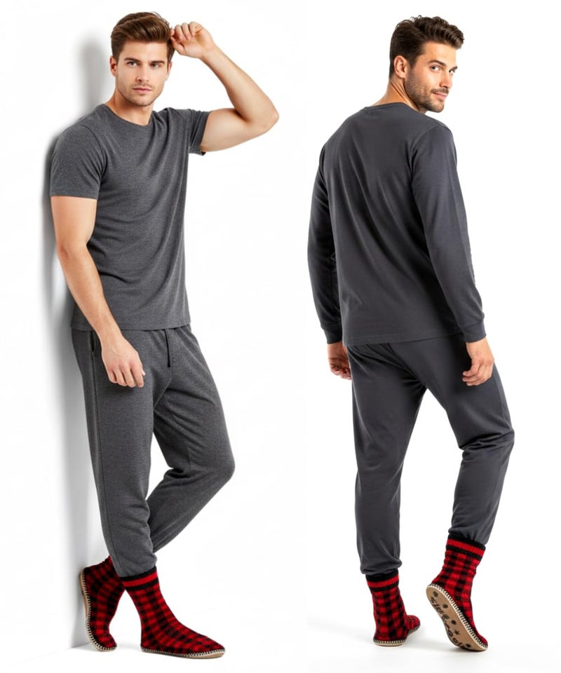 Cozylook Mens Slipper Socks Fleece Lined Non-slip Soles, Winter Soft Thick Cozy Home Boots, Warm Fuzzy House Shoes Indoor, Adult Size 12-13 - Image 2