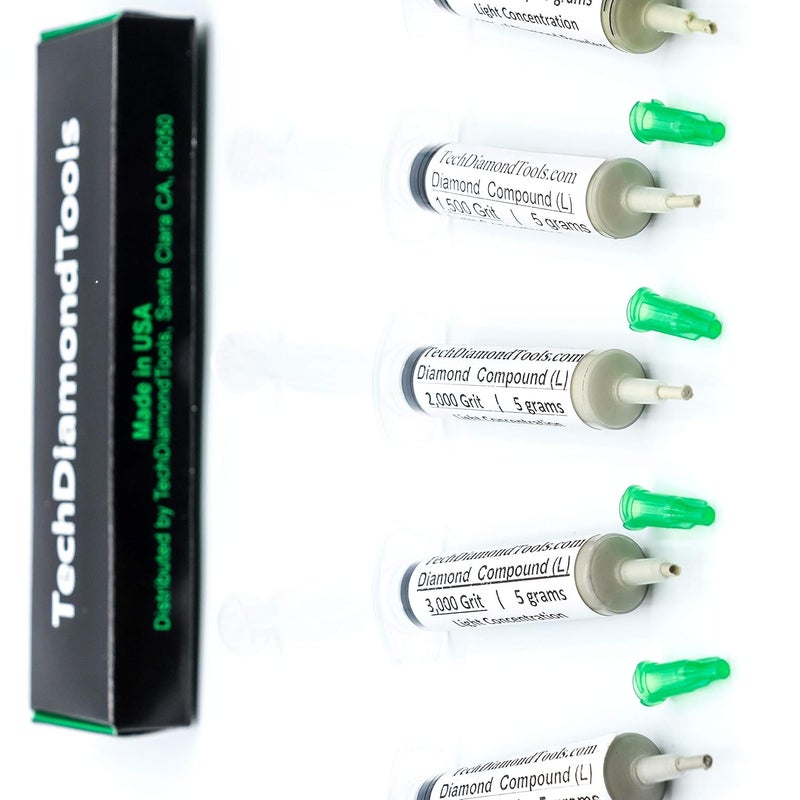 TechDiamondTools Diamond Polishing Compound Kit of 5 Polishing Paste USA Made 1200 1500 2000 3000 4000 Grit for Marble Glass Metal Rock Jewelry Resin Silver Gemstone with 10% of Diamond Powder - Image 1