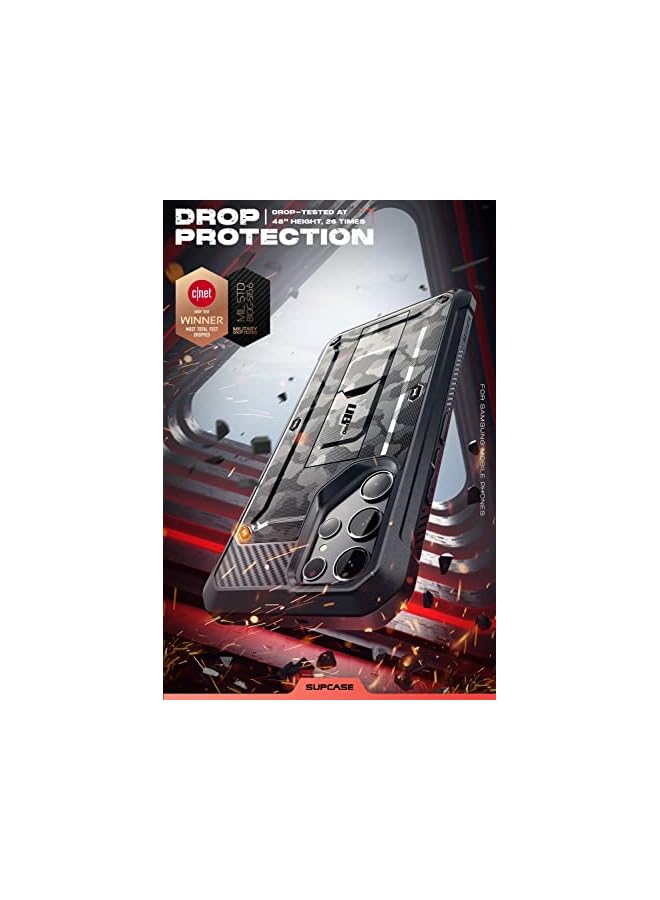 SupCase Unicorn Beetle Pro Case for Samsung Galaxy S23 Ultra 5G (2023), [Extra Front Frame] Full-Body Dual Layer Rugged Belt-Clip & Kickstand Case with Built-in Screen Protector (CamoGray) - Image 5