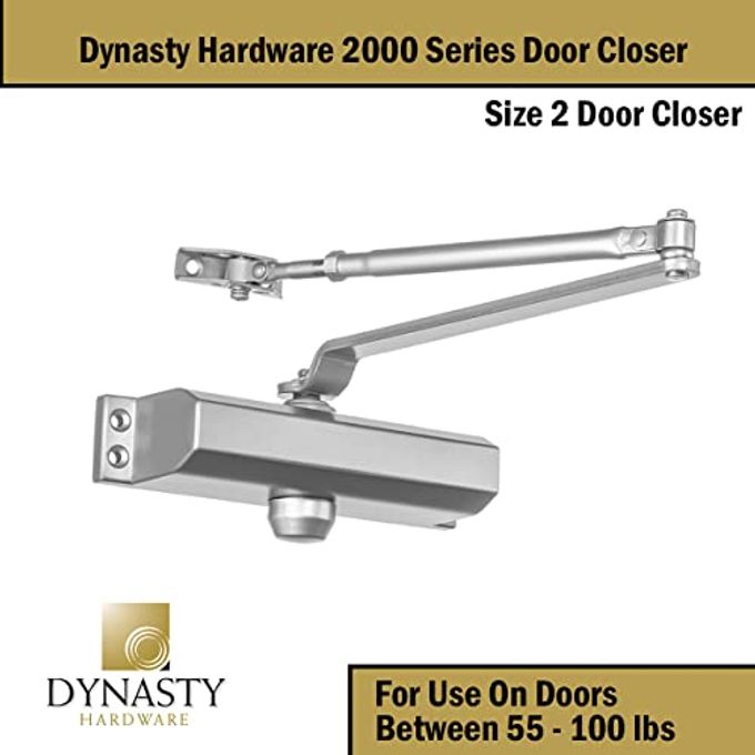 Dynasty Hardware Door Closer, Commercial Hydraulic Closer, Self-Closing, Spring Size 2, ADA Compliant, Surface Mount, Sprayed Aluminum, Series 2000 - Image 2