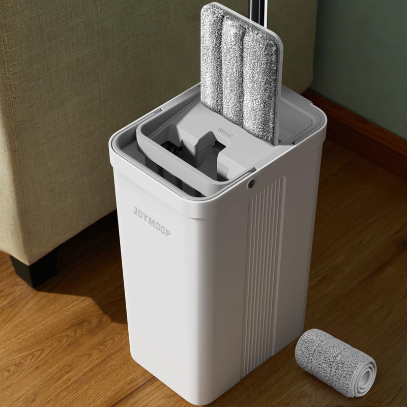 JOYMOOP Hands-Free Self-Cleaning Microfiber Mop and Bucket with Wringer Set for Home, Mops for Floor Cleaning and Wall Cleaner, Hardwood, Tile, Laminate, Vinyl Floors, Smooth Walls, and Glass Windows - Image 1