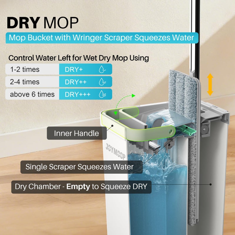 JOYMOOP Hands-Free Self-Cleaning Microfiber Mop and Bucket with Wringer Set for Home, Mops for Floor Cleaning and Wall Cleaner, Hardwood, Tile, Laminate, Vinyl Floors, Smooth Walls, and Glass Windows - Image 3