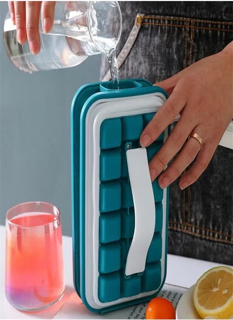 Ice Cube Tray,Innovative Cube Tray Mold,The Sanitary Silicone Ice Cube Tray for Freezer,Patented Ice Trays for Freezer,Ice Trays for Freezer,Ice Maker, Storage Container, Dispenser - Ultra-Portable.Just a gentle pull to release the ice cubes, can Maker Makes 18 Cubes