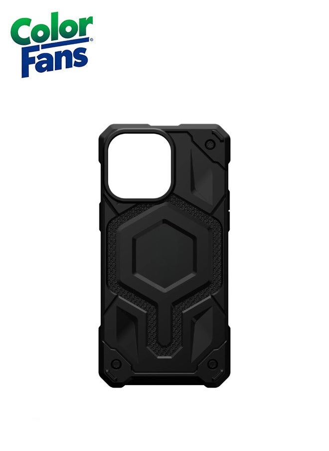 Color Fans Apple iPhone 13 Pro Case Kelvar 6.1" Monarch Pro Build-in Magnet Compatible with Magnet Charging Rugged Shockproof Dropproof Premium Protective Cover - Black  - Image 4