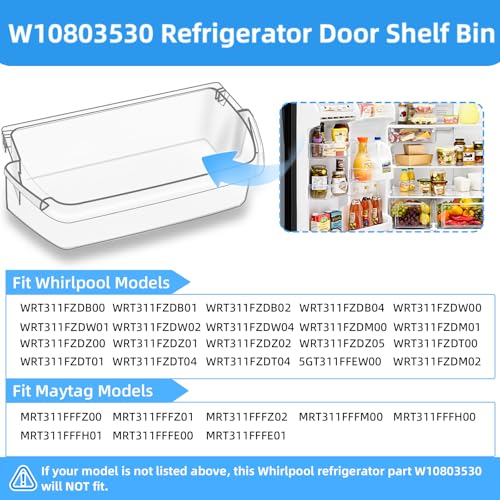 Alvar UPGRADED W10803530 W10582649 Door Shelf Bin WRT311FZDW01 Parts Compatible with Whirlpool Refrigerator Door Shelf AP5982593 PS11703474 WRT311FZDW00 WRT311FZDM00 WRT311FZDM01 WRT311FZDW02 Door Shelves - Image 3