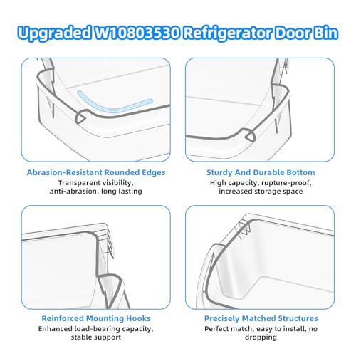 Alvar UPGRADED W10803530 W10582649 Door Shelf Bin WRT311FZDW01 Parts Compatible with Whirlpool Refrigerator Door Shelf AP5982593 PS11703474 WRT311FZDW00 WRT311FZDM00 WRT311FZDM01 WRT311FZDW02 Door Shelves - Image 4