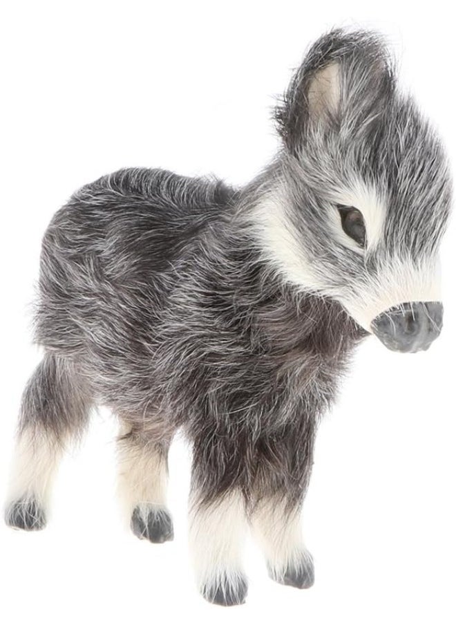 silvercnc Lifelike Small Burro Fur Animal Toy Handicraft Collection Home Ornament  - Image 1