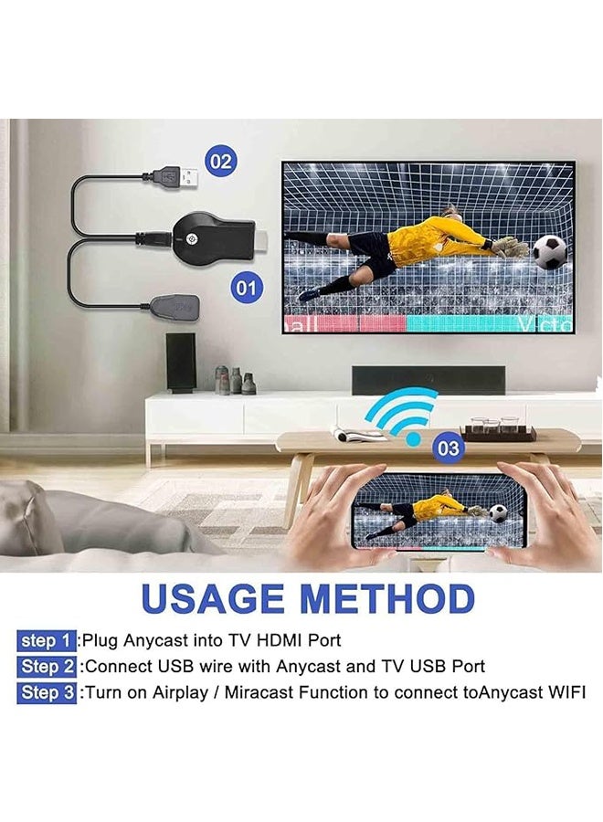 M2 Plus WiFi Display Reciever, 4K Wireless HDMI Display Adapter, 1080P Mobile Screen Mirroring Receiver, for Android/Mac/iOS Windows
