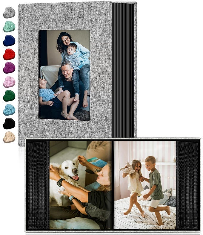 PHOTO ALBUM 4X6LINEN COVER SLIDEIN PHOTO ALBUM BOOK CAN HOLDS 100 4X6 PHOTOS WITH 50 BLACK SHEETS FOR FAMILYWEDDINGBABY AND HOLIDAY PICTURES GRAY