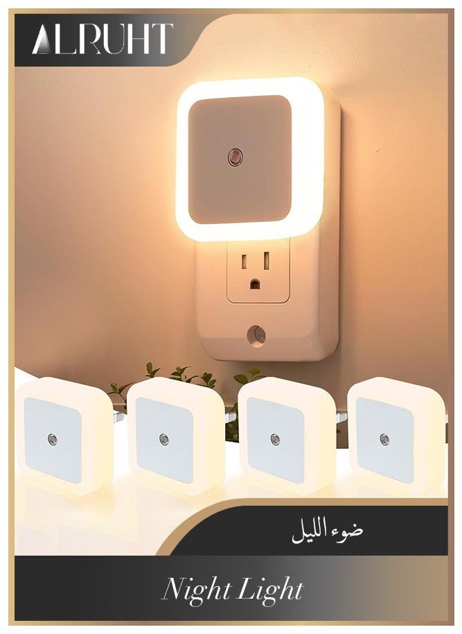 Alruht 4 Pack Night Light , Plug-in Dusk to Dawn LED Nightlights for Kids Bedroom, Bathroom, Hallway Warm Glow  - Image 1