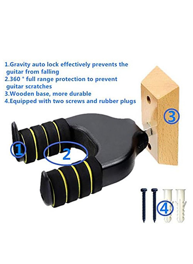 شماعة جيتار مثبتة على الحائط، قفل تلقائي وحامل خطاف قابل للتعديل للجيتار الصوتي والكهربائي، القيثارة، الجير والمندولين - Image 2