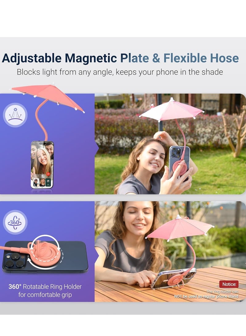General Phone Umbrella for Sun, Magnetic Phone Sun Shade Shield Umbrella, Universal Phone Umbrella Sun Blocker Cover Visor for Beach Pool Outdoor Tiktok Video Photo Watching Shooting Phone Anti-Glare  - Image 3