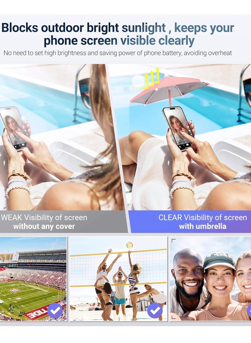 General Phone Umbrella for Sun, Magnetic Phone Sun Shade Shield Umbrella, Universal Phone Umbrella Sun Blocker Cover Visor for Beach Pool Outdoor Tiktok Video Photo Watching Shooting Phone Anti-Glare  - Image 5