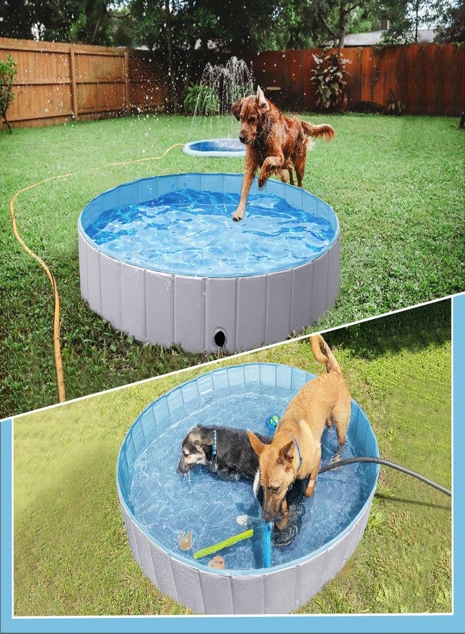 Yaheetech Foldable Hard Plastic Dog Pet Bath Swimming Pool Collapsible Dog Pet Pool Bathing Tub Pool for Pets Dogs & Cats Outdoor -55 x 11.8 inch, Grey - Image 3