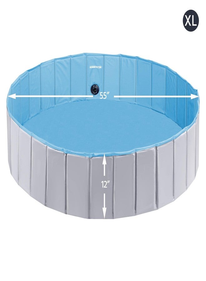 Yaheetech Foldable Hard Plastic Dog Pet Bath Swimming Pool Collapsible Dog Pet Pool Bathing Tub Pool for Pets Dogs & Cats Outdoor -55 x 11.8 inch, Grey - Image 2