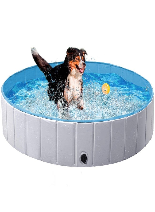 Yaheetech Foldable Hard Plastic Dog Pet Bath Swimming Pool Collapsible Dog Pet Pool Bathing Tub Pool for Pets Dogs & Cats Outdoor -55 x 11.8 inch, Grey - Image 1