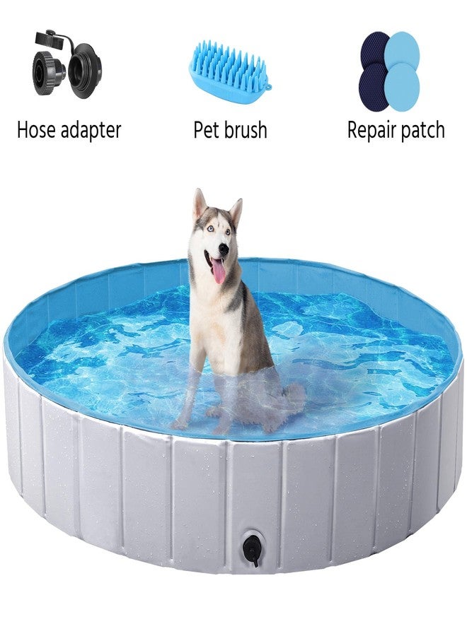 Yaheetech Foldable Hard Plastic Dog Pet Bath Swimming Pool Collapsible Dog Pet Pool Bathing Tub Pool for Pets Dogs & Cats Outdoor -55 x 11.8 inch, Grey - Image 4