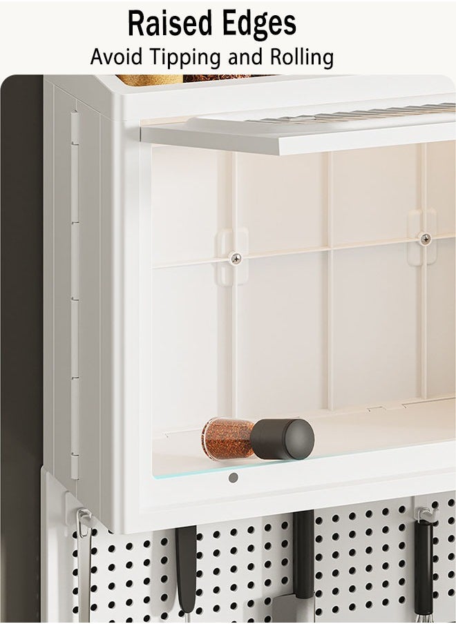 Generic Kitchen Seasoning Storage Rack with Lids, No Punching Required Multifunctional Wall-mounted Storage Box, Microwave Oven Shelf Organizer Bathroom Closet, 50*35*19cm  - Image 5