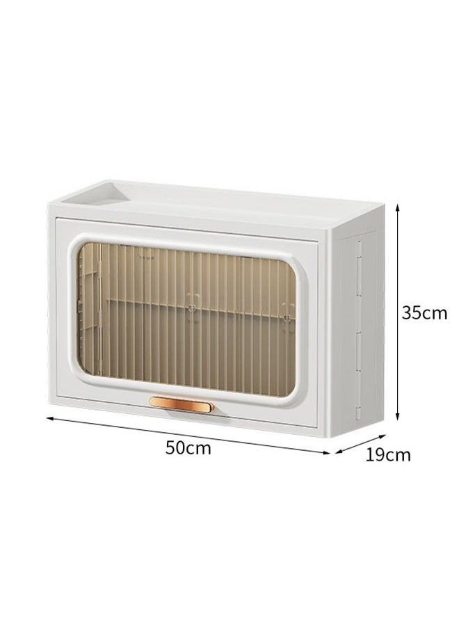 Generic Kitchen Seasoning Storage Rack with Lids, No Punching Required Multifunctional Wall-mounted Storage Box, Microwave Oven Shelf Organizer Bathroom Closet, 50*35*19cm  - Image 2