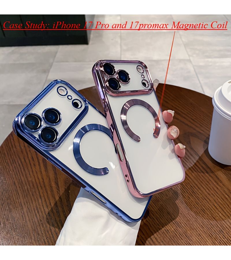 هيكل رفيع جدًا مطلي كهربائيًا مغناطيسيًا لهاتف iPhone 15 Plus، باللون الأزرق الفاتح، متوافق مع الشحن اللاسلكي Magsafe، غطاء واقٍ مقاوم للصدمات - Image 2