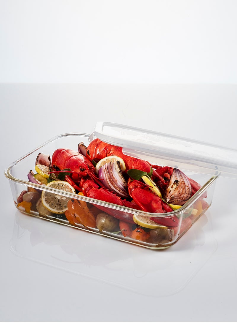 LOCK & LOCK LocknLock Oven Glass Rectangular Food Container 3.6L Airtight with 4-Side Locking Lid, Microwave & Oven Safe, Durable Heat-Resistant Glass for Baking, Meal Prep, and Leftovers - Image 3
