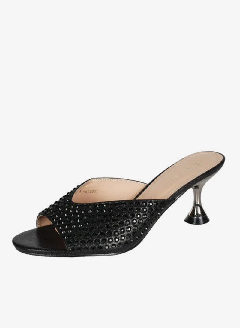 Zayna Black 221-112 Zayna Ladies  Fashion Mid Heel Slip on 10G676-75 Black for Women | Best Price UAE