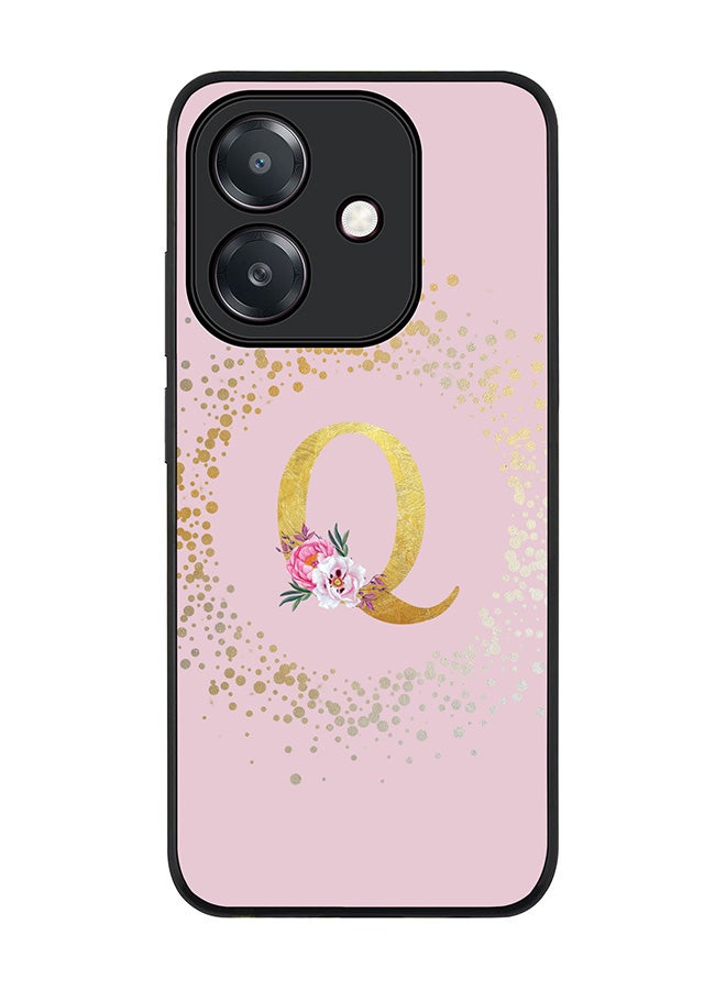 Stylizedd For Oppo A5i Case,Slim fit Camera Protection, Shockproof Thin Phone cover  - Custom Monogram Floral - Q  (Pink )